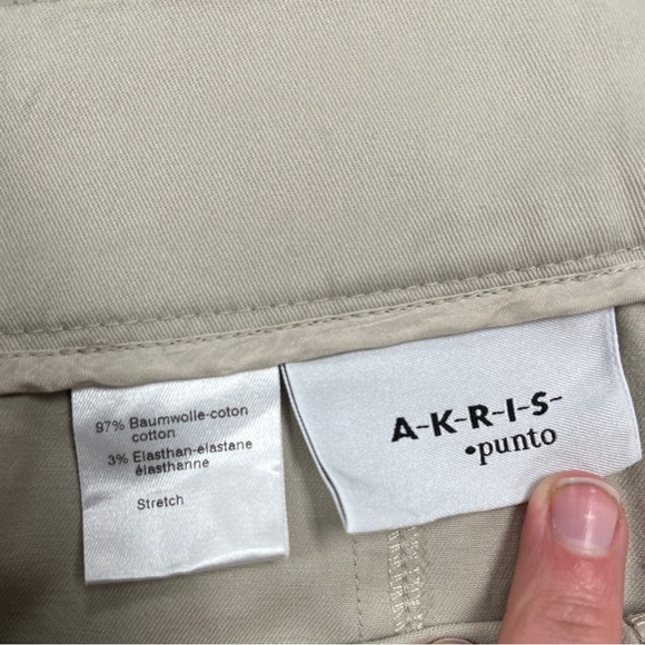 Akris Punto Khaki PinTuck Side Panel Cropped Pants Sz 6 - Picture 3 of 9
